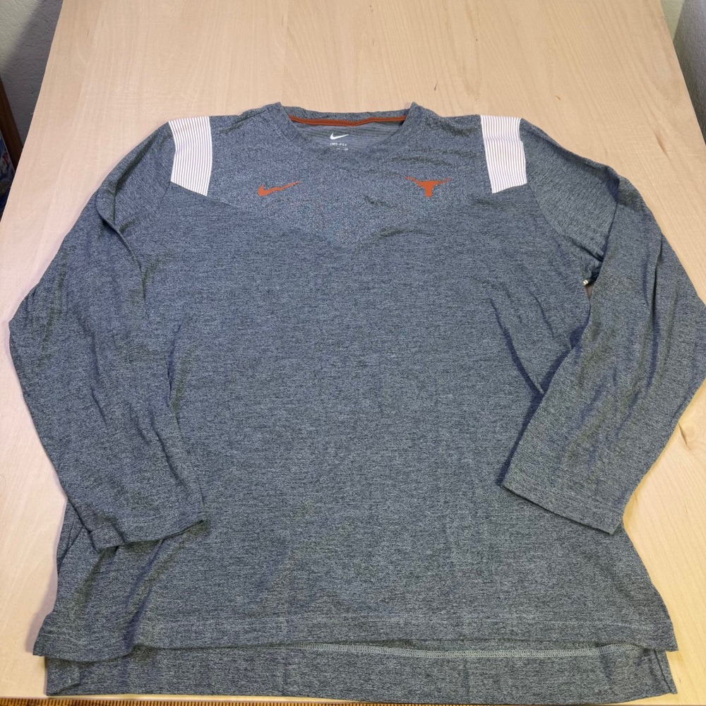 Nike Dri-FIT Long Sleeve Gray Texas Longhorns Training Shirt Mens‎ XXL